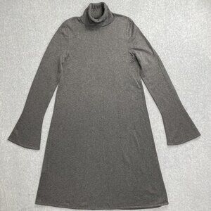 Long Tall Sally Sweater Dress‎ Womens 8 Gray Bell Sleeve Turtleneck A-Line